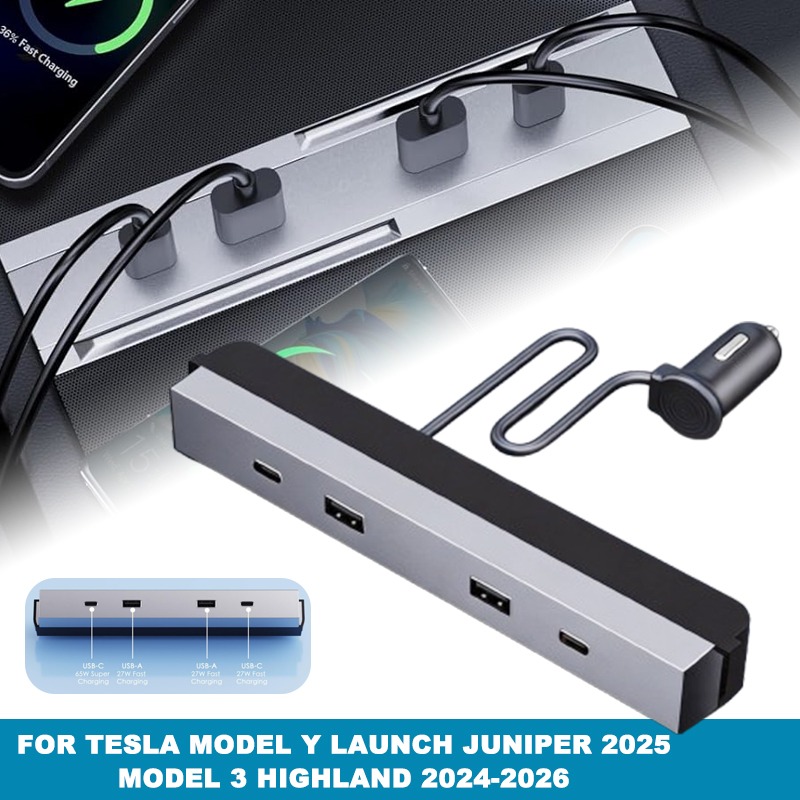Multi Port Usb Hub - Center Console Car Adapter Multi Port